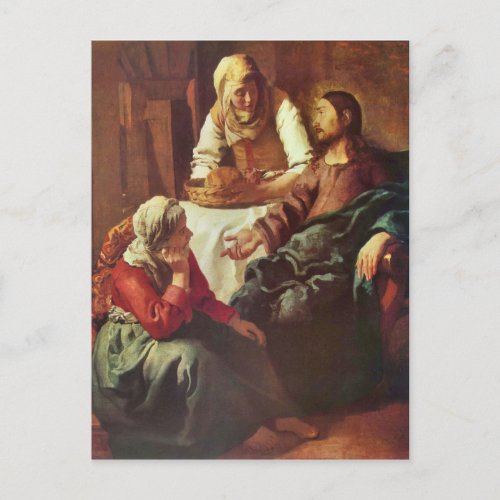 Christ with Mary and Martha by Johannes Vermeer Postcards