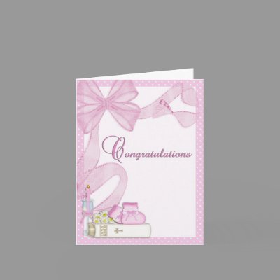 Christening Baptism Pink Congratulations Card Zazzle_card