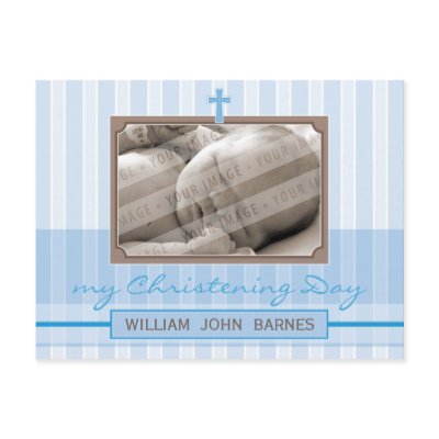 CHRISTENING INVITATION :: stylish stripe 1 Postcard by edgeplus