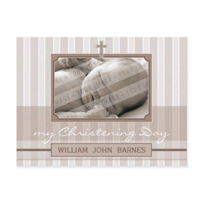 CHRISTENING INVITATION :: stylish stripe 2 Post Card by edgeplus