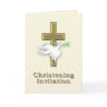 Christening invitation with a golden cross card