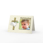 Christening invitation with a golden cross card