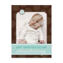CHRISTENING INVITE :: polka dot - jade green postcards by edgeplus CHRISTENING INVITE :: polka dot - jade green postcards