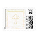 Christening Postage Stamp - Gold Scroll Cross stamp