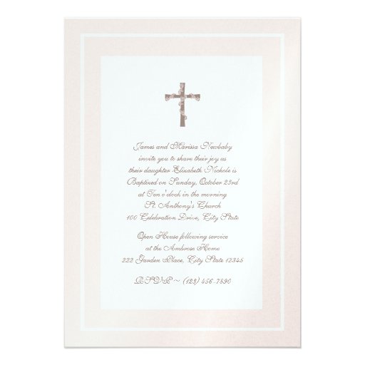 Christening Soft Pink and Brown Custom Invites