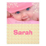 Christening, vintage flowers baby invitation