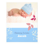 Christening, white, blue, pink baby boy invitation invitations