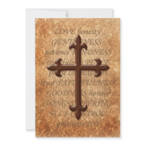 Christian Aged Iron Cross Wedding Invitation