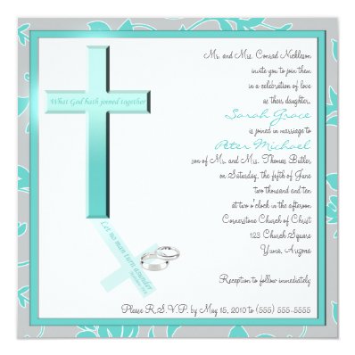 Christian Aqua and Gray Square Wedding Invitation