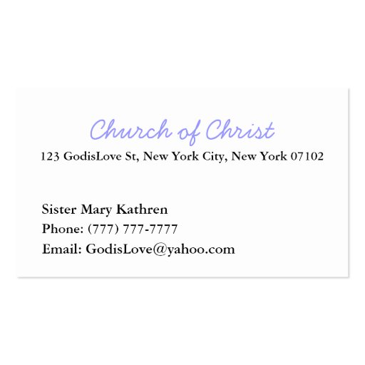 Christian Business Card (back side)