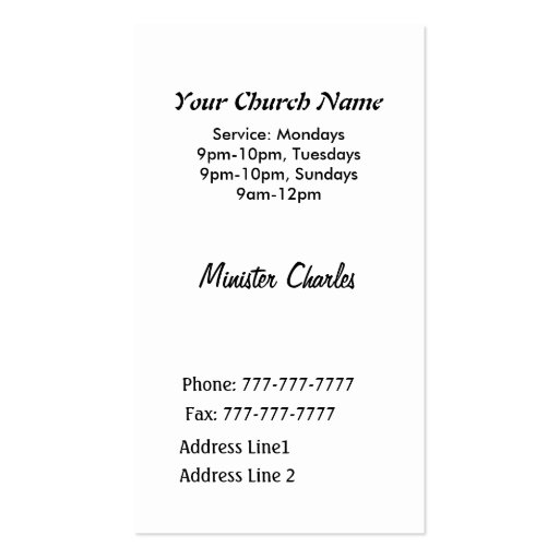 Christian business card (back side)