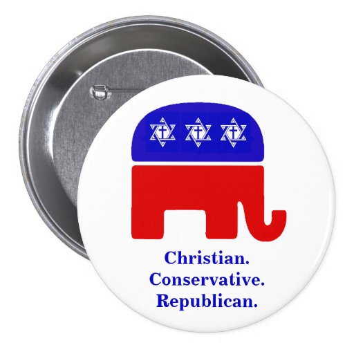 Christian. Conservative. Republican. Pinback Buttons