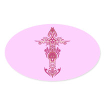 Christian Cross 21 Oval Sticker