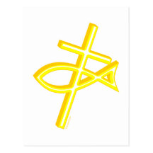 Christian Cross & Fish Post Card