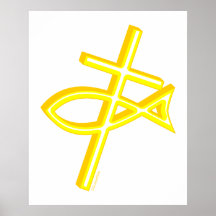 Christian Cross & Fish Poster