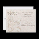 Christian Cross Flourish Wedding RSVP Card