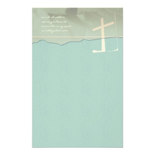 Christian Cross Stationery Rose On Aqua Blue Zazzle