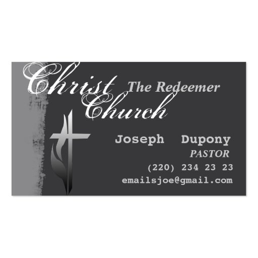 Christian Cross with Flame Business Card (front side)