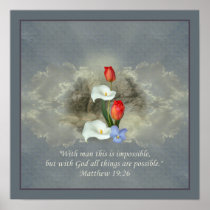 Christian Faith Art ~ Matthew 19:26 Posters