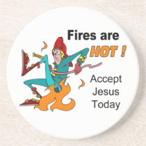 Christian Fireman on fire design coasters