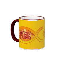 Christian Fish - I'm on FIRE for Christ mugs