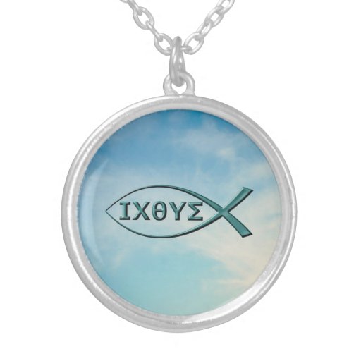 Christian Fish Jesus Fish Round Pendant Necklace Zazzle