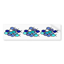 Christian Fish School - Blue and Aqua Bumper Stickers