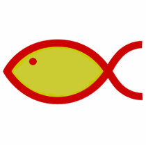 Christian Fish Symbol - Gold with Red Outline photo sculptures by ChristianFish Christian Fish Symbol - Gold with Red Outline photo sculptures