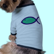 Christian Fish Symbol - Green with Dark Blue pet clothing by ChristianFish Christian Fish Symbol - Green with Dark Blue pet clothing