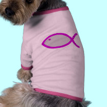 Christian Fish Symbol - Grey with Pink pet clothing by ChristianFish Christian Fish Symbol - Grey with Pink pet clothing