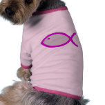 Christian Fish Symbol - Grey with Pink Doggie Tshirt