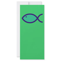 Christian Fish Symbol - LOUD! - Aqua and Blue Personalized Rack Card