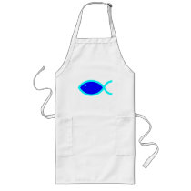 Christian Fish Symbol - LOUD! Blue and Aqua Aprons