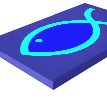 Christian Fish Symbol - LOUD! Blue and Aqua Gallery Wrap Canvas
