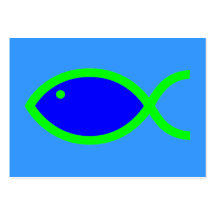 Christian Fish Symbol - LOUD! Blue and Green Business Card Templates