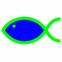 Christian Fish Symbol - LOUD! Blue and Green Photo Cutouts