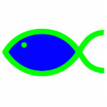 Christian Fish Symbol - LOUD! Blue and Green Photo Cutouts