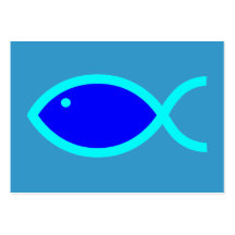 Christian Fish Symbol LOUD! Blue-Aqua Tract Card / Business Cards