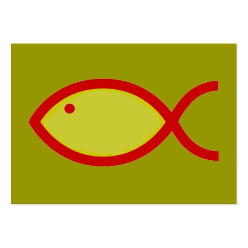 Christian Fish Symbol - LOUD! Gold and Red Business Cards (front side)