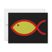 Christian Fish Symbol - LOUD! Gold and Red Custom Invitations
