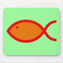 Christian Fish Symbol - LOUD! Orange and Red Mousepads
