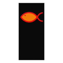 Christian Fish Symbol - LOUD! Orange and Red Personalized Rack Card
