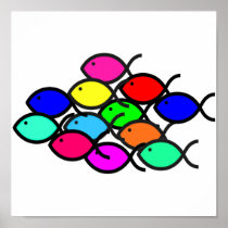 Christian Fish Symbol - Rainbow Colors
