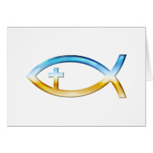 Christian Fish Symbol with Crucifix - Sky & Ground Card