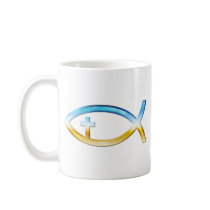 Christian Fish Symbol with Crucifix - Sky & Ground Mugs