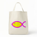 Christian Fish Symbol - Yellow with Pink bags