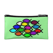 Christian Fish Symbols -Rainbow School Cosmetic Bag