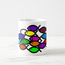 Christian Fish Symbols -Rainbow School Coffee Mugs