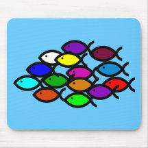 Christian Fish Symbols -Rainbow School Mousepads