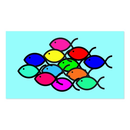 Christian Fish Symbols -Rainbow School Tract Cards Business Card Template